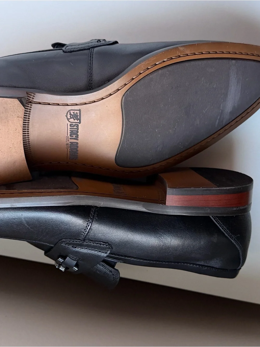 Stacy Adams Black Slip-On Loafers with Pink Liner